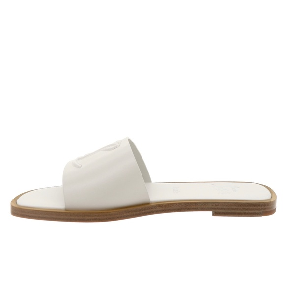 Christian Louboutin CL Mule Flat White Leather Sandals Size 37 New - Picture 5 of 7